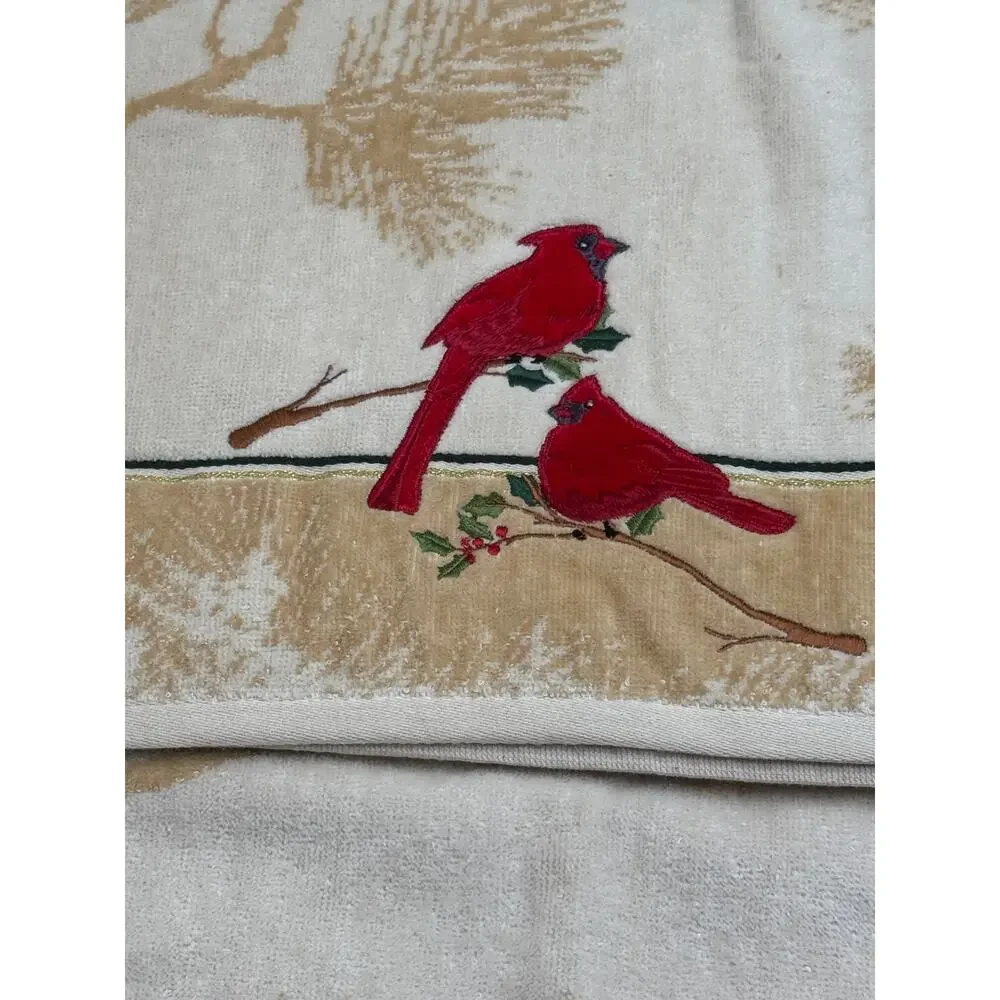 St Nicholas Square Cardinal Bath Towel Set Embroidered Cotton Christmas 3pc